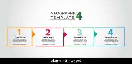 4, Infographic process design template. Timeline concept with 4 process steps. Can be used for workflow layout, Presentation, diagram, banner, Vector Stock Vector