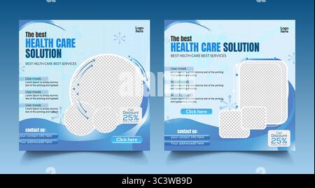 Modern Medical Social Media Post Template Design. Medical Center Post Template Health Banner Design Template with Place for The Photo Vector. Stock Vector