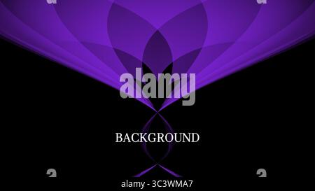 Black and purple abstract background with abstract geometric pattern, flower shape, floral banner. Vector illustration Stock Vector