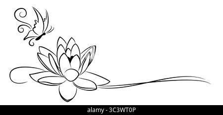 The water lily symbol with butterfly. Stock Vector