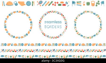 Seamless Sport Equipment Border Pattern Stock Vector