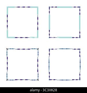 Fine border shape. Minimal drop ornament. Symmetric green pattern. Vector corner frame. Stock Vector