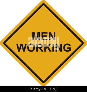 Square yellow and black men working road sign vector Stock Vector
