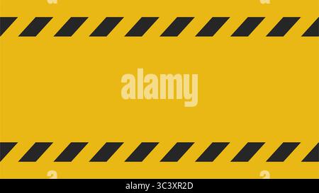 Yellow and black construction, caution or warning banner with copy space vector Stock Vector