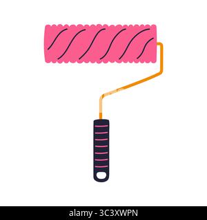 Paint roller for repair vector illustration. Modern professional painters roller drawing tool symbol stylized design. Professional paint roller flat sign construction tool repair simple icon design Stock Vector