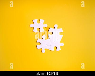 Business solutions, solving problems, hiring, recruitment, human resource, partnership concept. The last one jigsaw puzzle is going to complete the mi Stock Photo