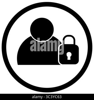 account freeze icon. user with lock sign. personal protection symbol. flat style. Stock Photo