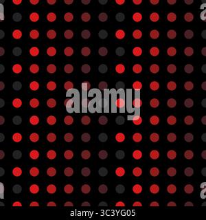 Modern simple abstract red color polka dot pattern on black color background Stock Vector