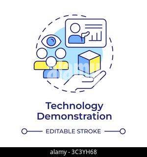Technology demonstration multi color concept icon Stock Vector