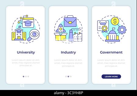 Triple helix model onboarding mobile app screen Stock Vector