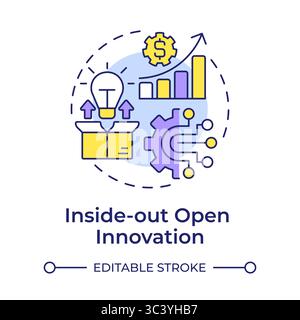 Inside out open innovation multi color concept icon Stock Vector