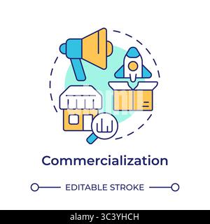 Commercialization multi color concept icon Stock Vector