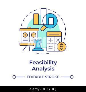 Feasibility analysis multi color concept icon Stock Vector