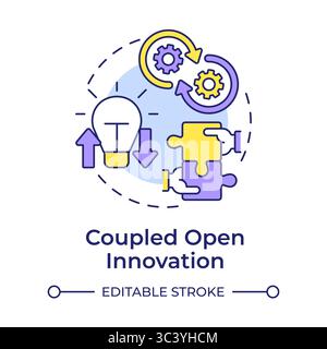 Coupled open innovation multi color concept icon Stock Vector