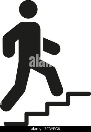 Person Climbing Stairs Solid Icon. Progress, Goals, And Achievement Silhouette Symbol. Motivation And Growth. Isolated Vector Illustration Stock Vector