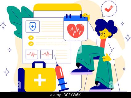 Prevention Healthcare Vector Illustration to Wellness, Keep People Healthy, and Reduce the Risk of Disease in a Flat Style Cartoon Background Stock Vector