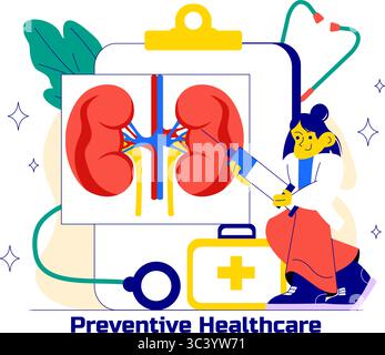 Prevention Healthcare Vector Illustration to Wellness, Keep People Healthy, and Reduce the Risk of Disease in a Flat Style Cartoon Background Stock Vector