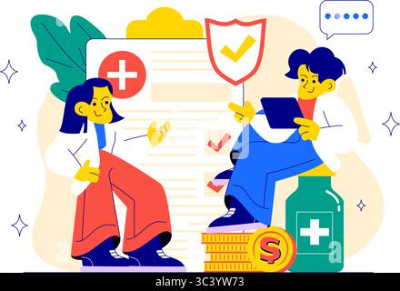 Prevention Healthcare Vector Illustration to Wellness, Keep People Healthy, and Reduce the Risk of Disease in a Flat Style Cartoon Background Stock Vector