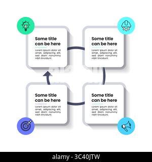 Infographic template with icons and 4 options or steps. Squares. Can be used for workflow layout, diagram, banner, webdesign. Vector illustration Stock Vector