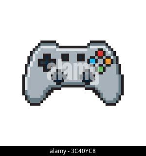 Controller video game game. Retro pixel art gaming joystick on white background. Logo. Stock Vector