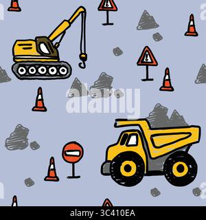 construction cartoon doodle vector set Stock Vector