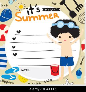 cute summer template wish list doodle Stock Vector