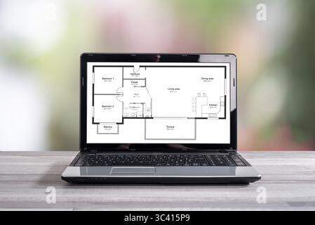 Apartment plan concept shown on a laptop screen Stock Photo