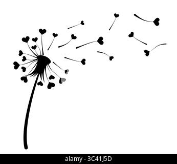 Dandelion with hearts. Stock Vector