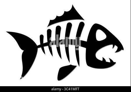 The symbol of predatory sea fish skeleton. Stock Vector