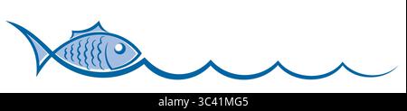 Sea fish with a blue wave. Stock Vector
