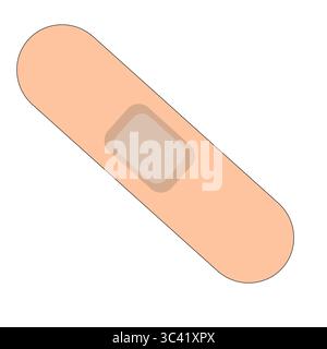 A vector simple illustration of a band-aid with rounded edges and a central adhesive pad. The band-aid is in a light peach color, suitable for medical Stock Vector