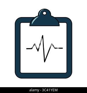 A vector clipboard with a heartbeat line illustration, representing health monitoring or medical records. Stock Vector