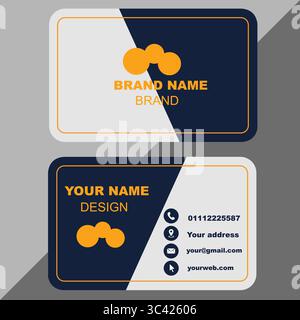 Orange abstract vector business card design set with speech bubble icons and website template elements Stock Vector