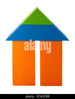 House by toy bricks, home icon graphic concept, isolated on white with clipping path included Stock Photo