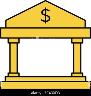 Bank symbol simple line drawing icon, illustration representing financial institution, savings and finance concept, Vector Illustration Stock Vector