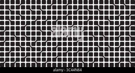 Square Metaball black and white Vector Background. Liquid morphing connected rounded squares template. Organic tech geometric backdrop. Stock Vector