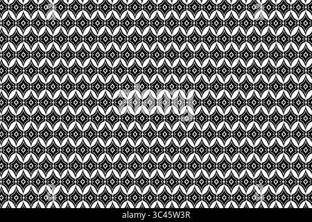Seamless Geometric Ogee Lattice Pattern - Black and White Abstract Background Stock Vector
