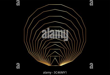 Sacred Geometry, set icon of gold polygon in the golden ratio, geometric symbolism vector illustration isolated on black background Stock Vector