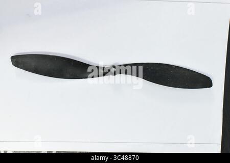 High-quality drone propeller designed for efficient thrust, stability, and smooth flight performance in UAVs and quadcopters of all sizes. Stock Photo