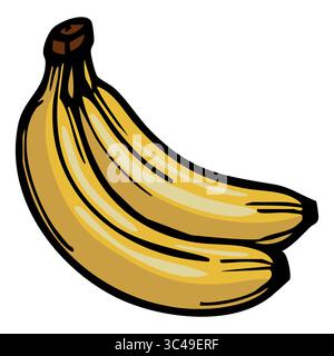 A vibrant vector illustration of two ripe bananas with a glossy finish, showcasing their yellow color and curved shape. Stock Vector
