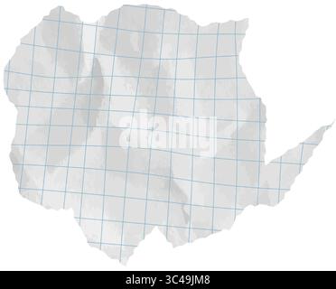 Wrinkled and crumpled torn paper speech bubble with square grid. Comic-style chat tag and note texture ideal for school cutout graphics or handmade Stock Vector
