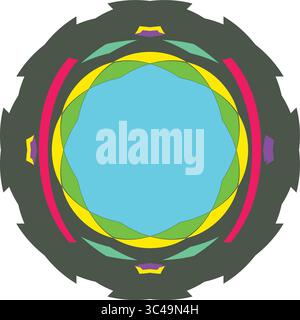 Vibrant abstract design with radial symmetry and swirling circular layers on white background Stock Vector