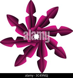 Dynamic abstract design with radial symmetry and star-like elements on white background Stock Vector
