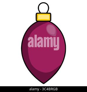 Elegant maroon Christmas tree ornament vector illustration with golden cap, perfect for festive designs and holiday decorations. Stock Vector