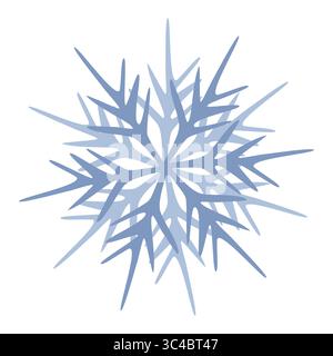 Elegant vector illustration of a stylized snowflake with layered, pointed arms in shades of blue, perfect for winter-themed designs and holiday projec Stock Vector
