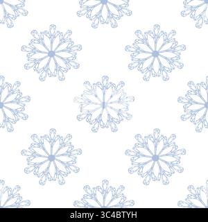 Seamless vector pattern with delicate light-blue stylized floral elements, creating an elegant and airy design perfect for winter or wedding themes. Stock Vector