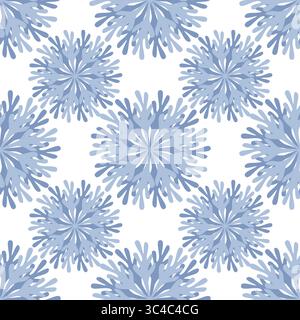 Seamless vector pattern with stylized blue floral elements, creating a delicate and elegant design perfect for winter-themed projects or textile print Stock Vector