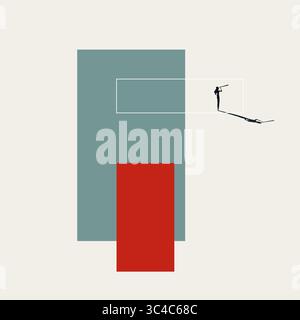 Business think outside the box vector concept. Symbol of new ideas, opportunity, challenge. Minimal design eps10 illustration. Stock Vector