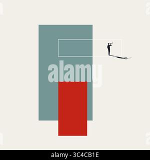 Business think outside the box vector concept. Symbol of new ideas, opportunity, challenge. Minimal design eps10 illustration. Stock Vector