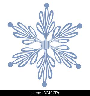 Elegant vector illustration of a stylized snowflake with a unique, organic design, featuring a muted blue palette and intricate details perfect for wi Stock Vector